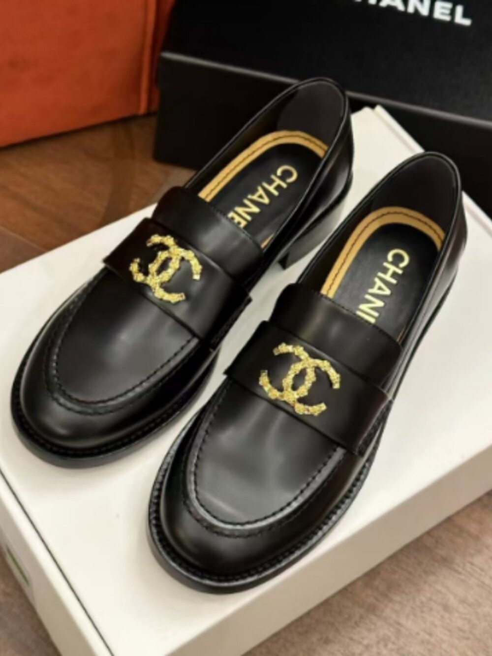 Chanel Black Leather Loafers